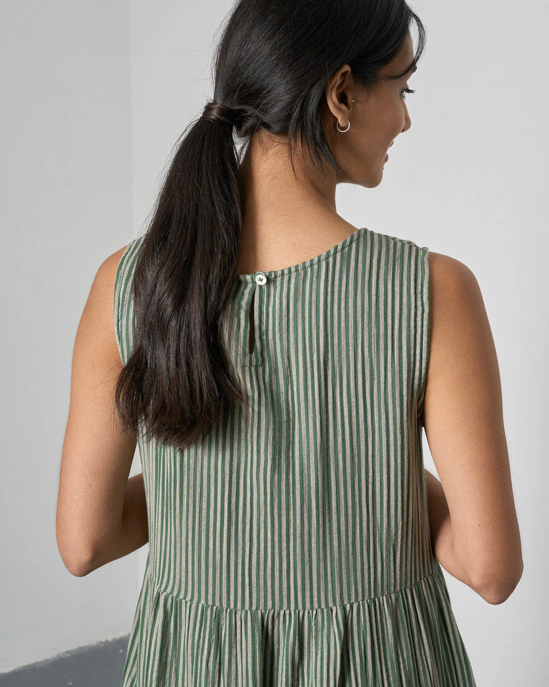 Elaine Dress Green Stripe