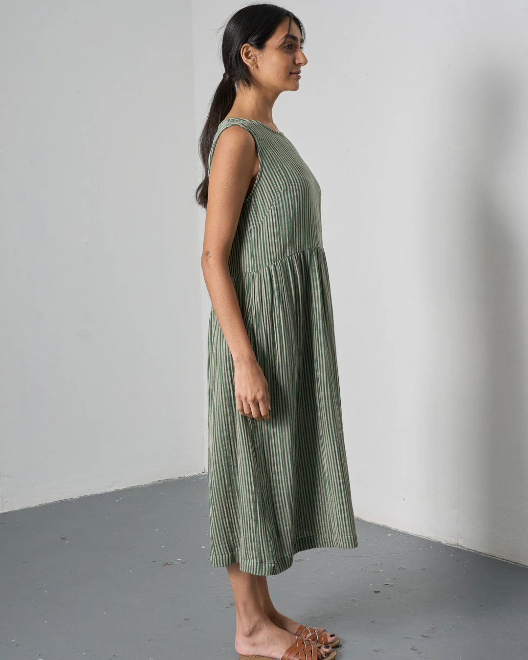 Elaine Dress Green Stripe