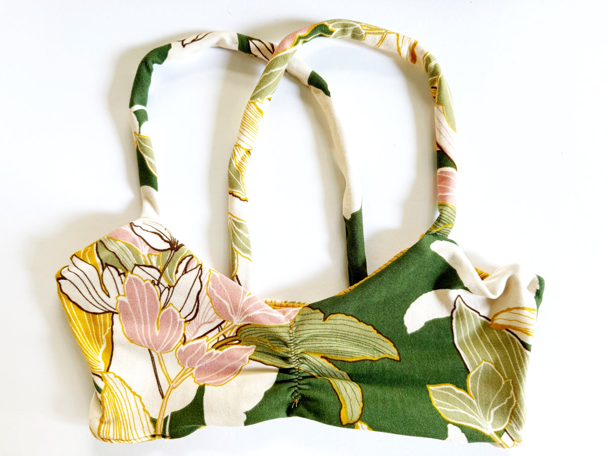 Green and Pink Floral Bralette