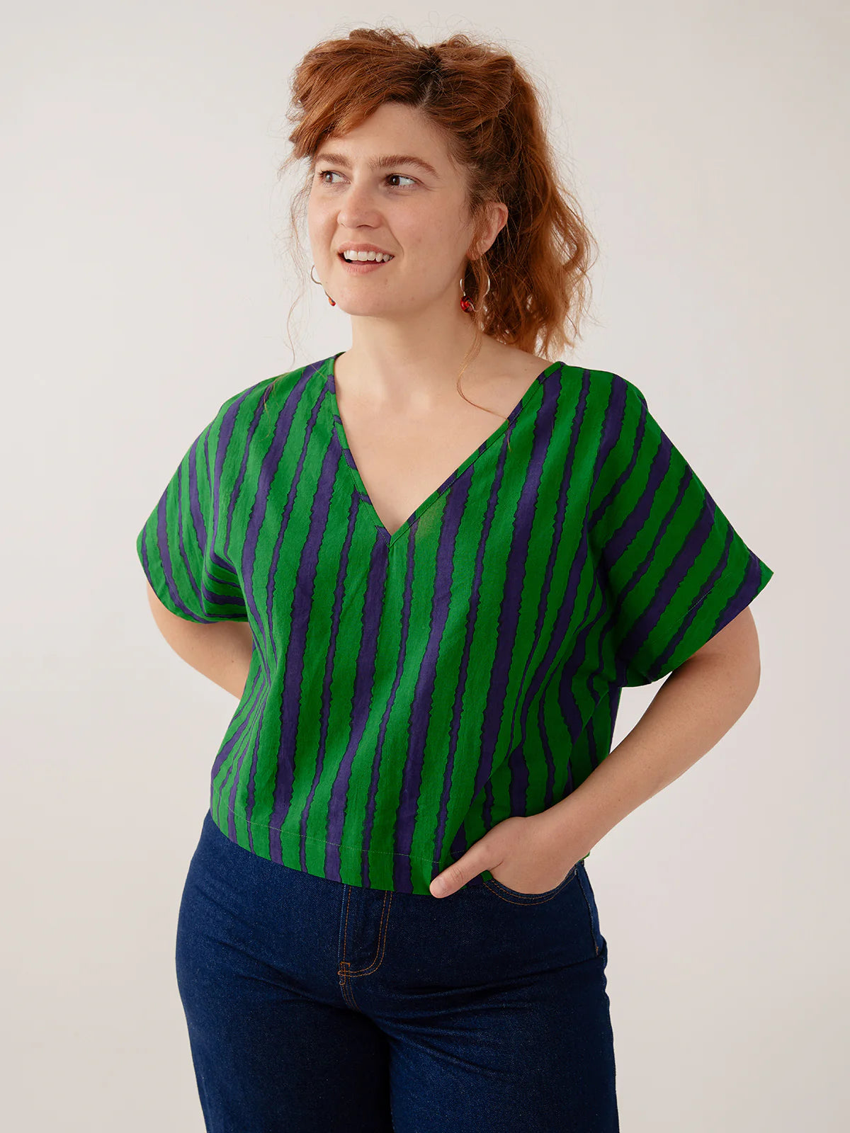 Riley V-Neck Dolman Top - Emerald (S26)