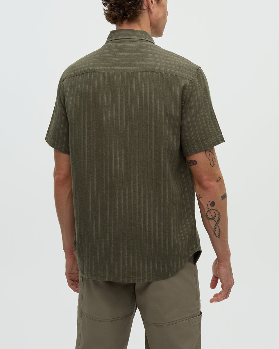 M Dundas Shirt - Deep Olive / Double Stripe (S26)