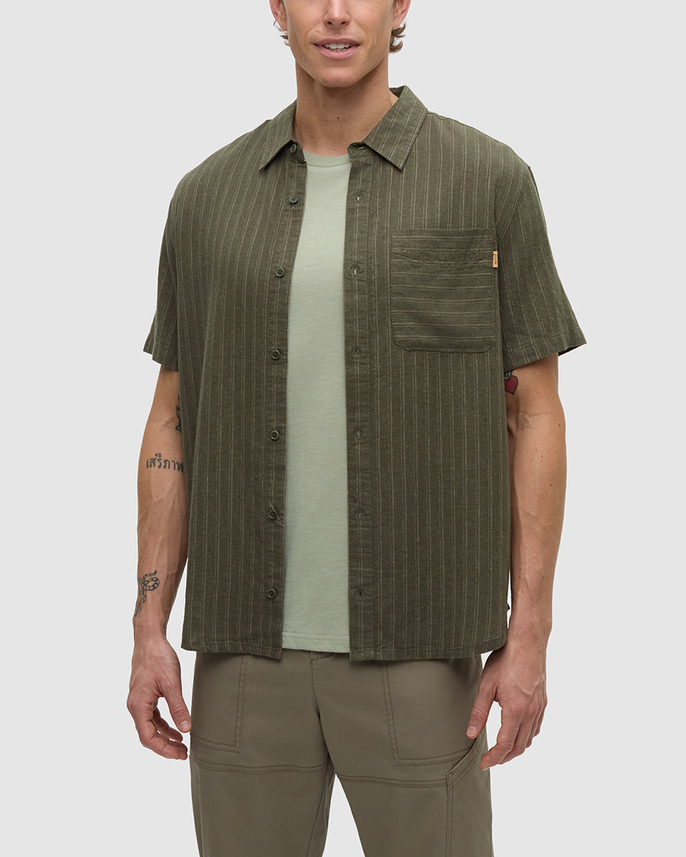 M Dundas Shirt - Deep Olive / Double Stripe (S26)