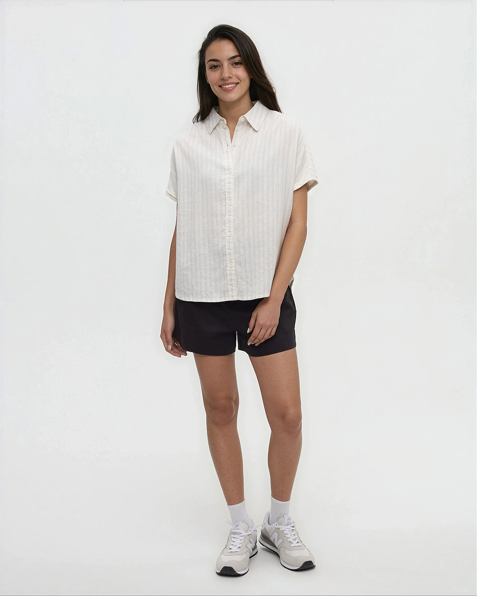 W Magnolia Shirt - Undyed / Double Stripe (S26)