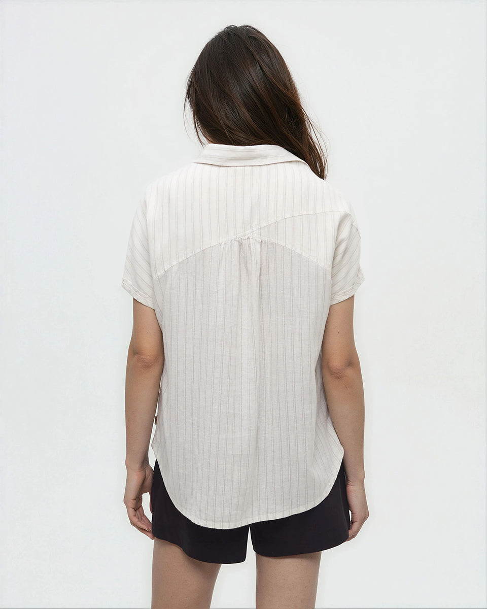 W Magnolia Shirt - Undyed / Double Stripe (S26)