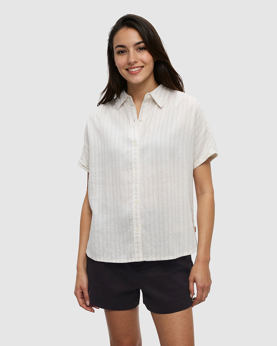 W Magnolia Shirt - Undyed / Double Stripe (S26)