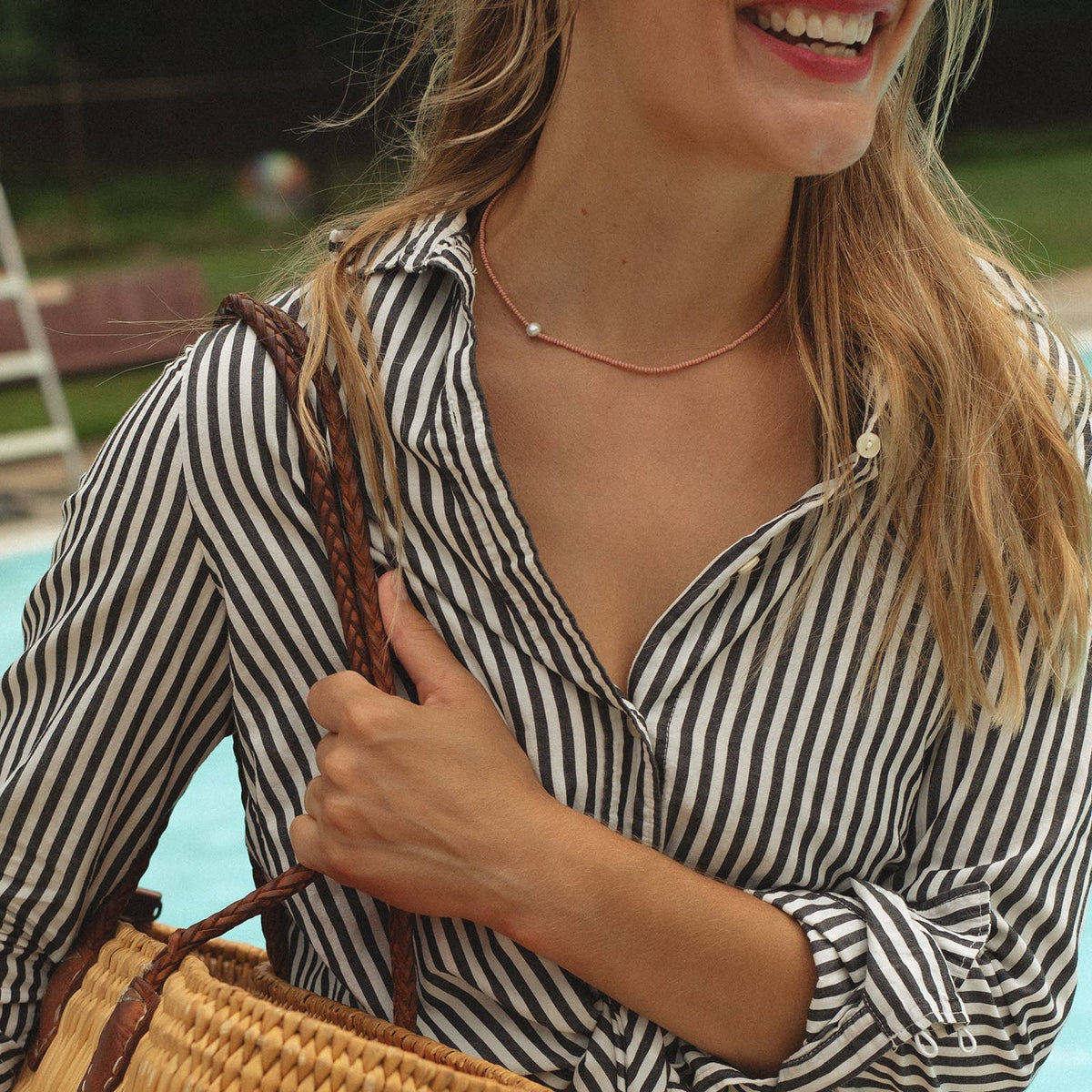 The Khadi Necklace - Pink Terra Cotta: 15&quot; / Gold Filled