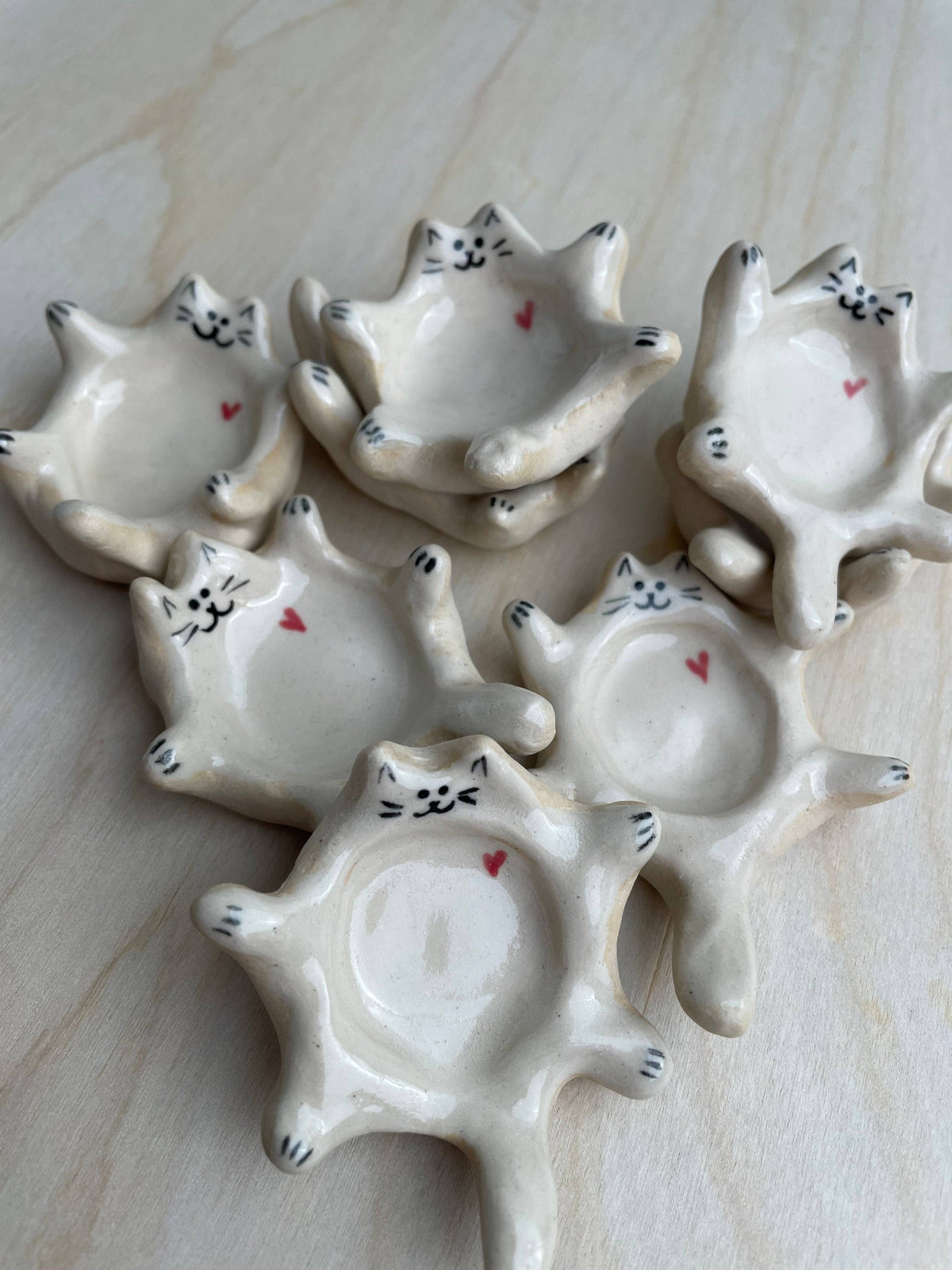 Handmade ceramic cat ring dish