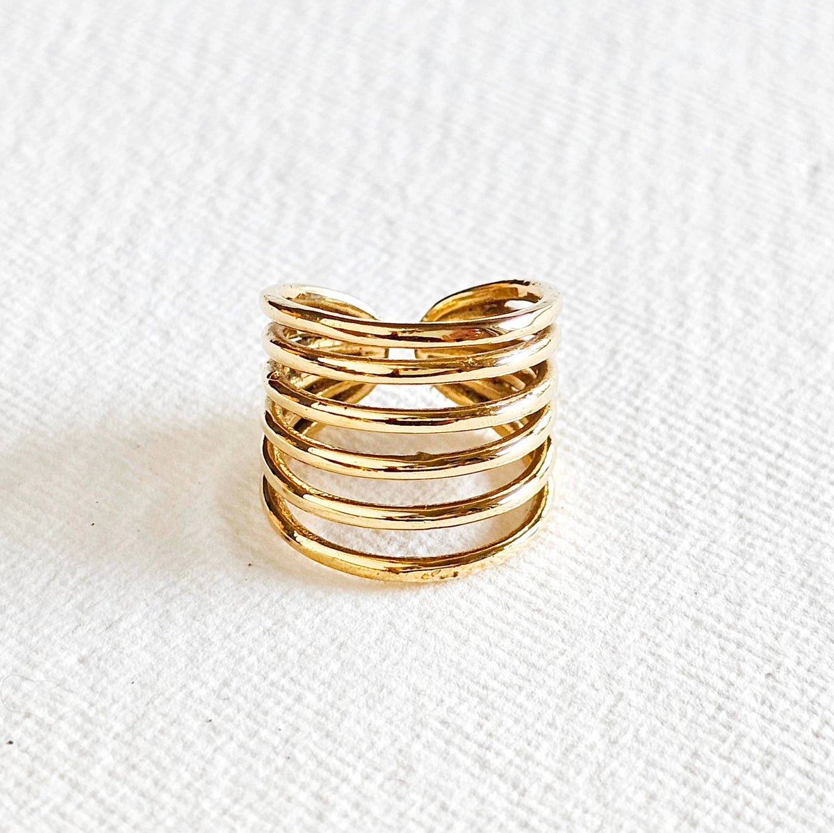 Brass layered ring open adjustable handmade