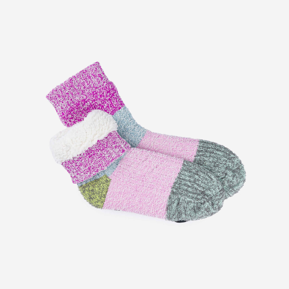 Color Band House Socks: Magenta Stone Blue / S/M - W 6-9<br>M 5-7.5