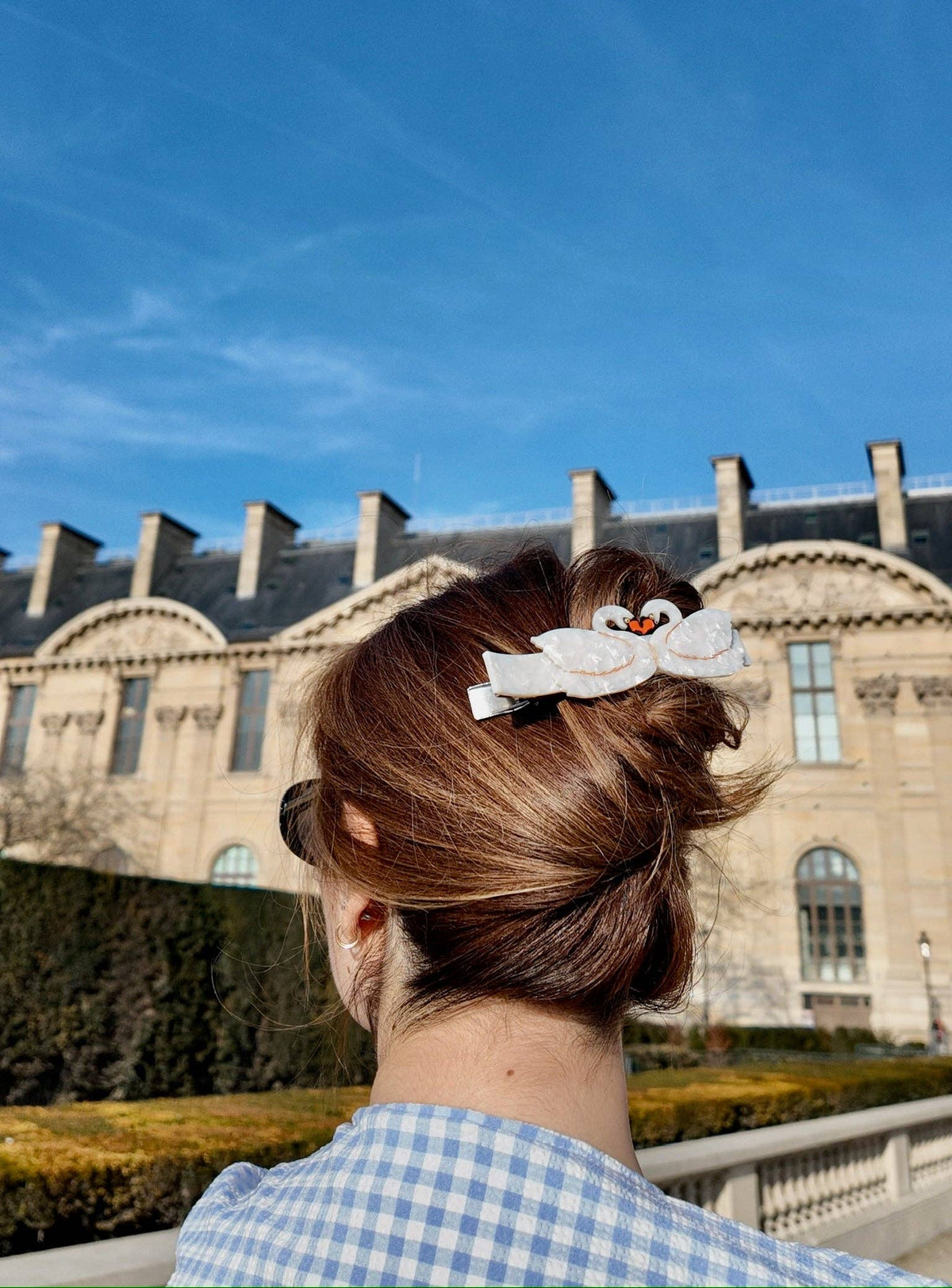 Hand-Painted Double Swan Lay Down Hair Clip
