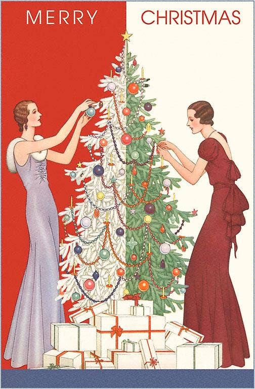 Greeting Card MC-298 Merry Christmas, Thin Women Decorating
