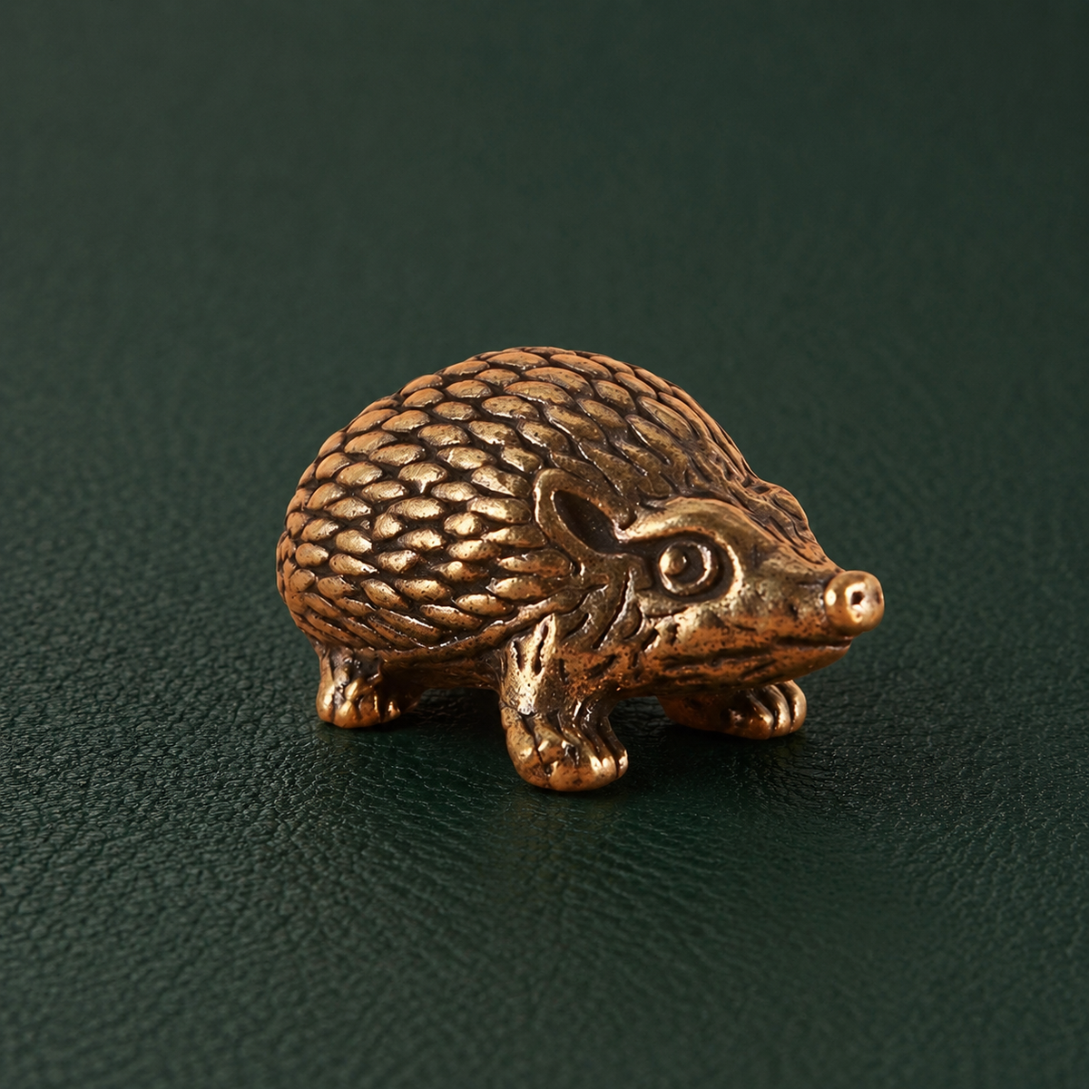 Solid Brass Hedgehog Figurine Desktop Ornament: A1