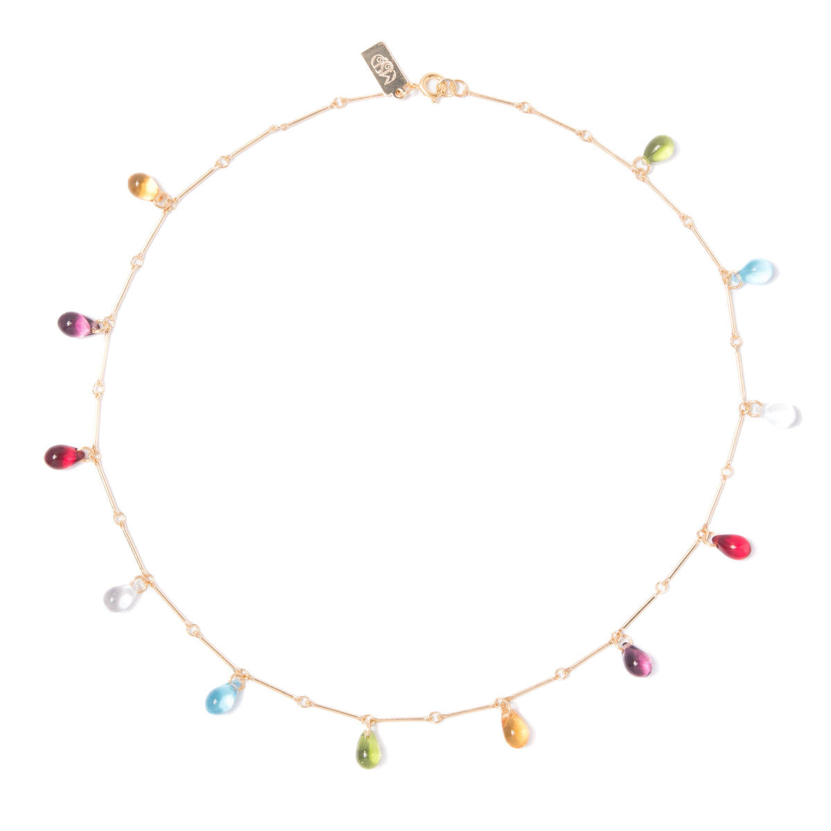 Rainbow Teardrop Necklace / Warm: 18"