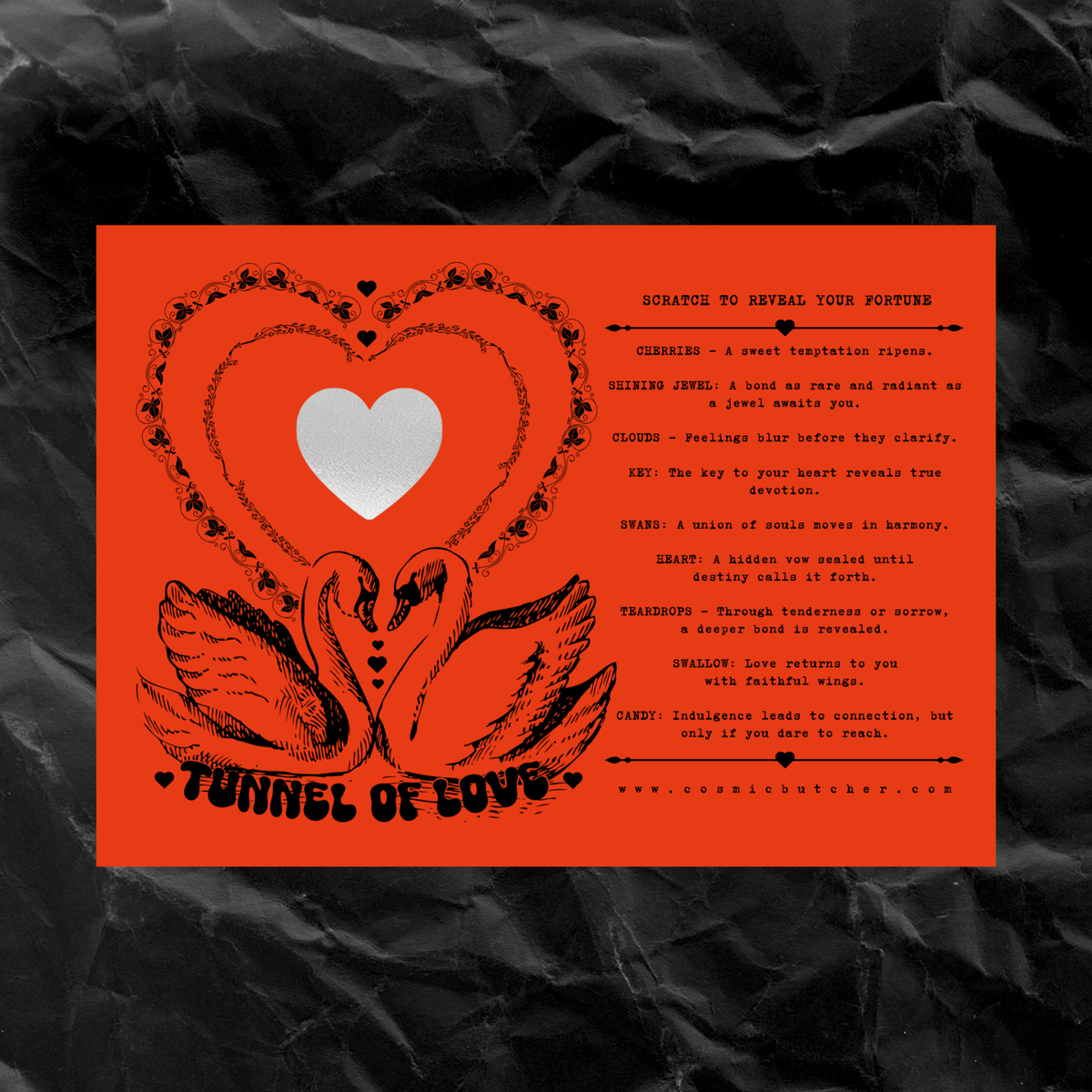 "TUNNEL OF LOVE" Valentine Gift Scratch Off Fortune Card: PUNCHY PASTELS