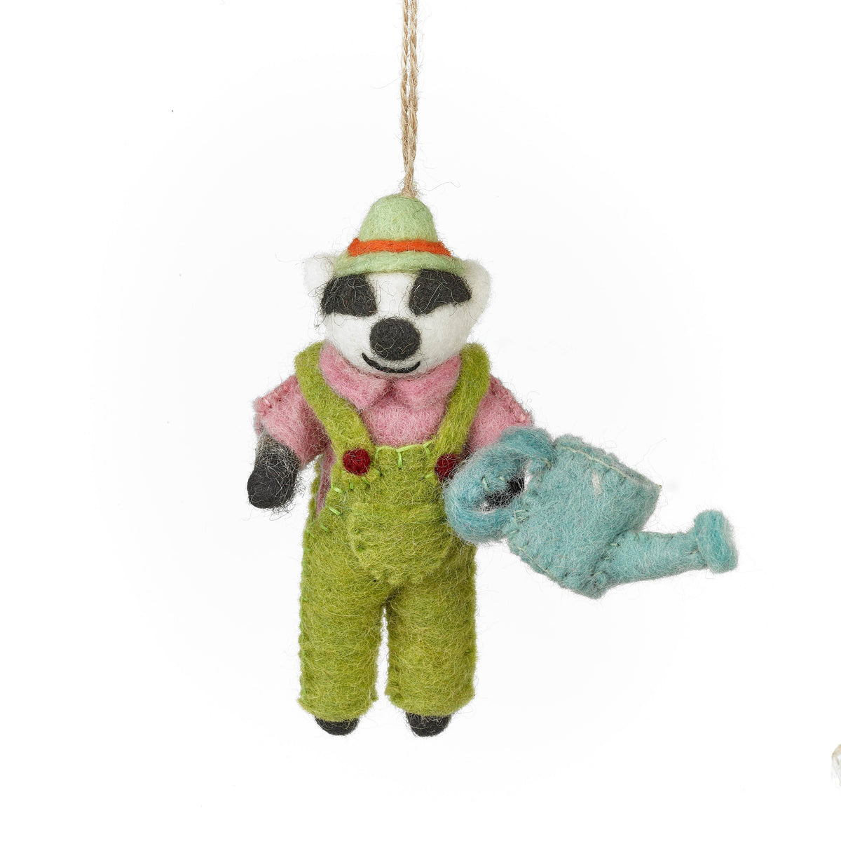 Handmade Felt Gus the Gardening Badger Ornament