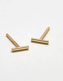 Gold Vermeil Mini Bar Stud Earrings - Jewelry