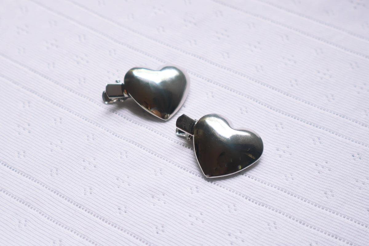 Metallic Heart Clip SINGLE Silver (Small)