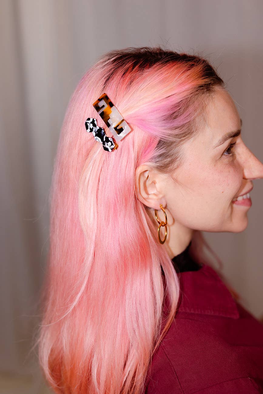Greca hair-clips: Tortoise shell/ivory