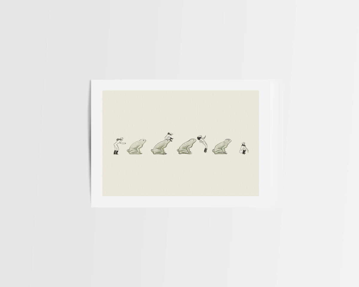 Leap Frog – Vintage Cowgirl & Nature Giclée Art Print: Medium