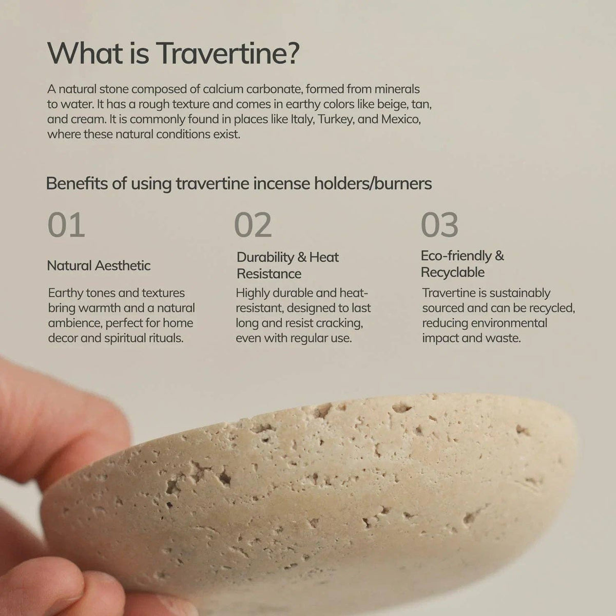 Travertine Sphere Incense & Smudging Burner