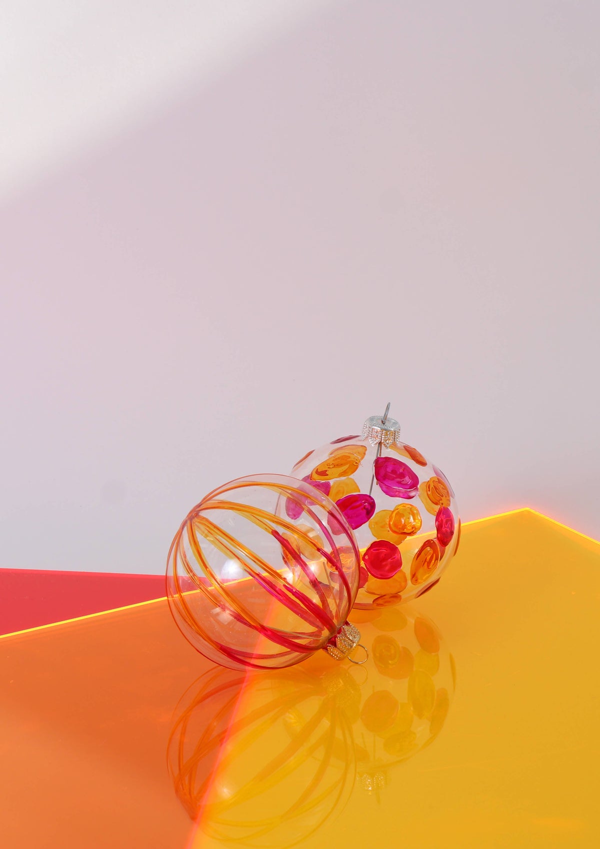 Stripe Ornament, 8cm Pink &amp; Orange
