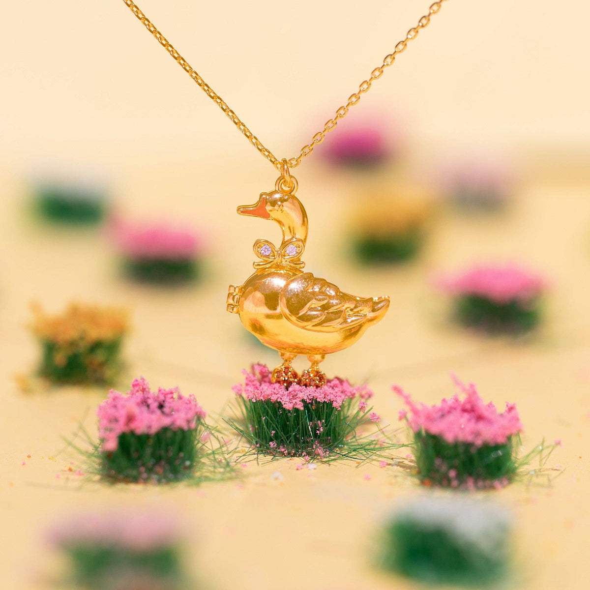 Mother Goose Locket Necklace: Gold