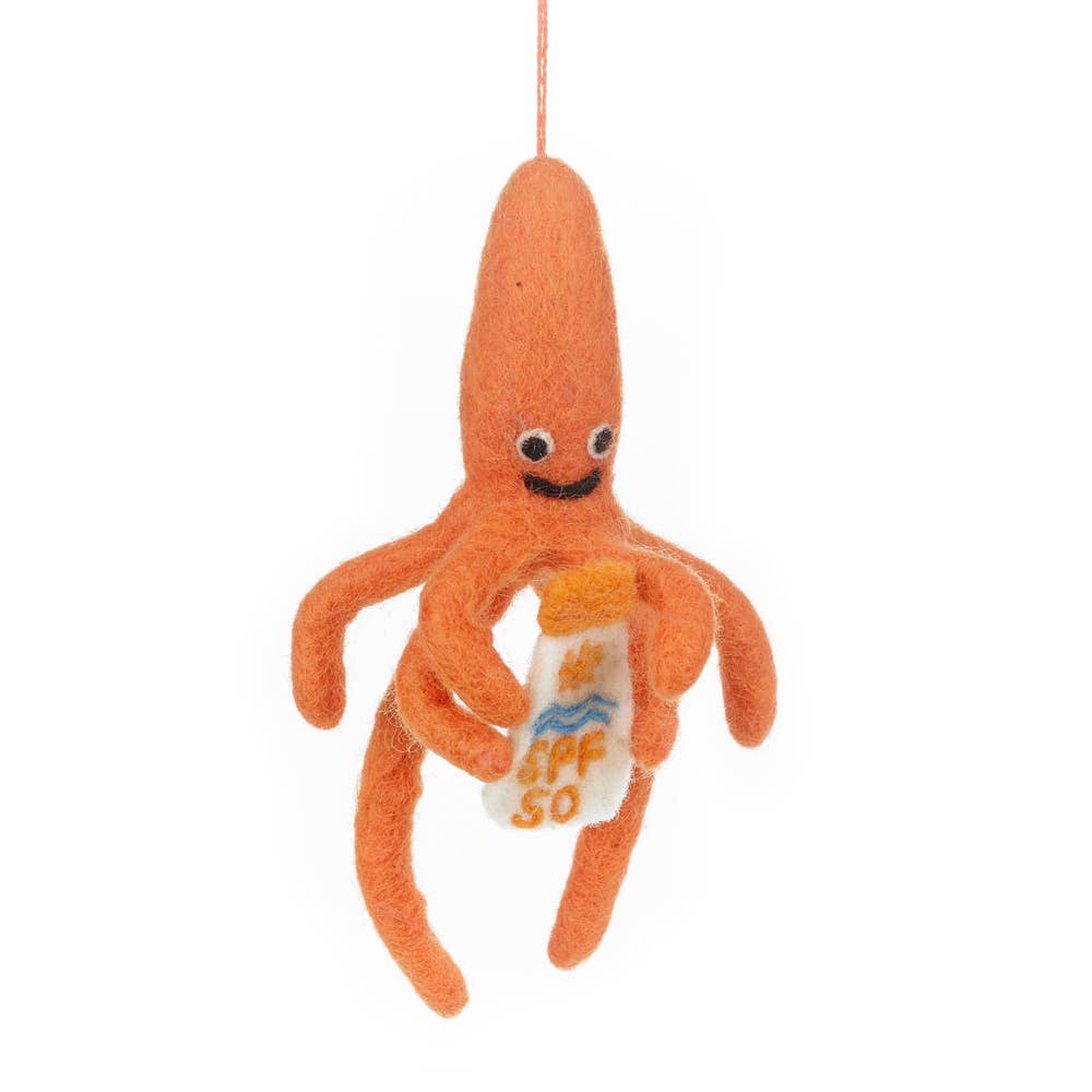 Handmade Felt SPF Squid Ornament