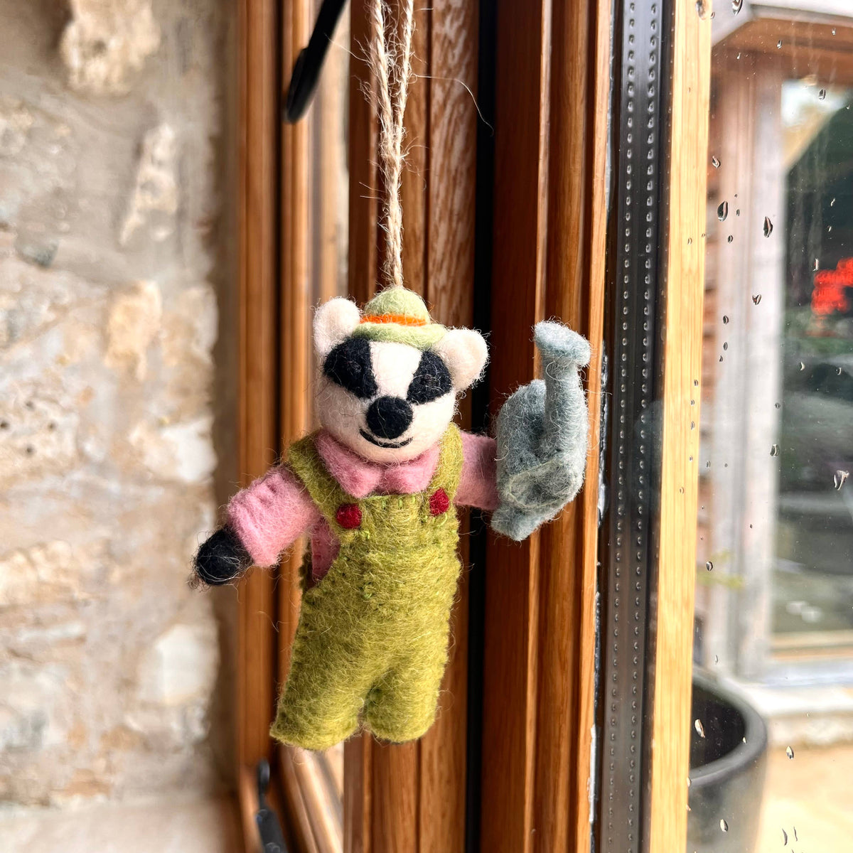 Handmade Felt Gus the Gardening Badger Ornament