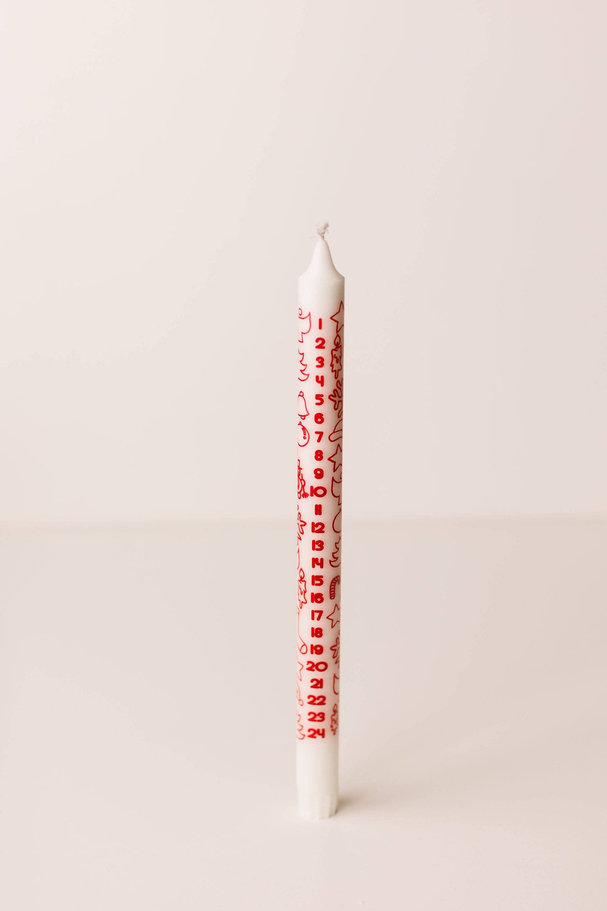 Advent Taper Candle, White w/Red Print, carton of 24