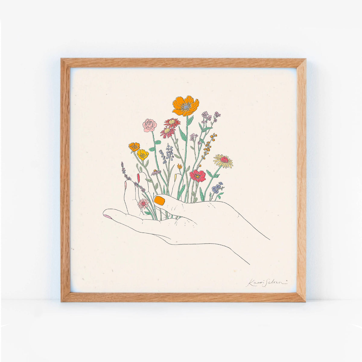 Wildflowers in Hand Art Print: 12" x 12"