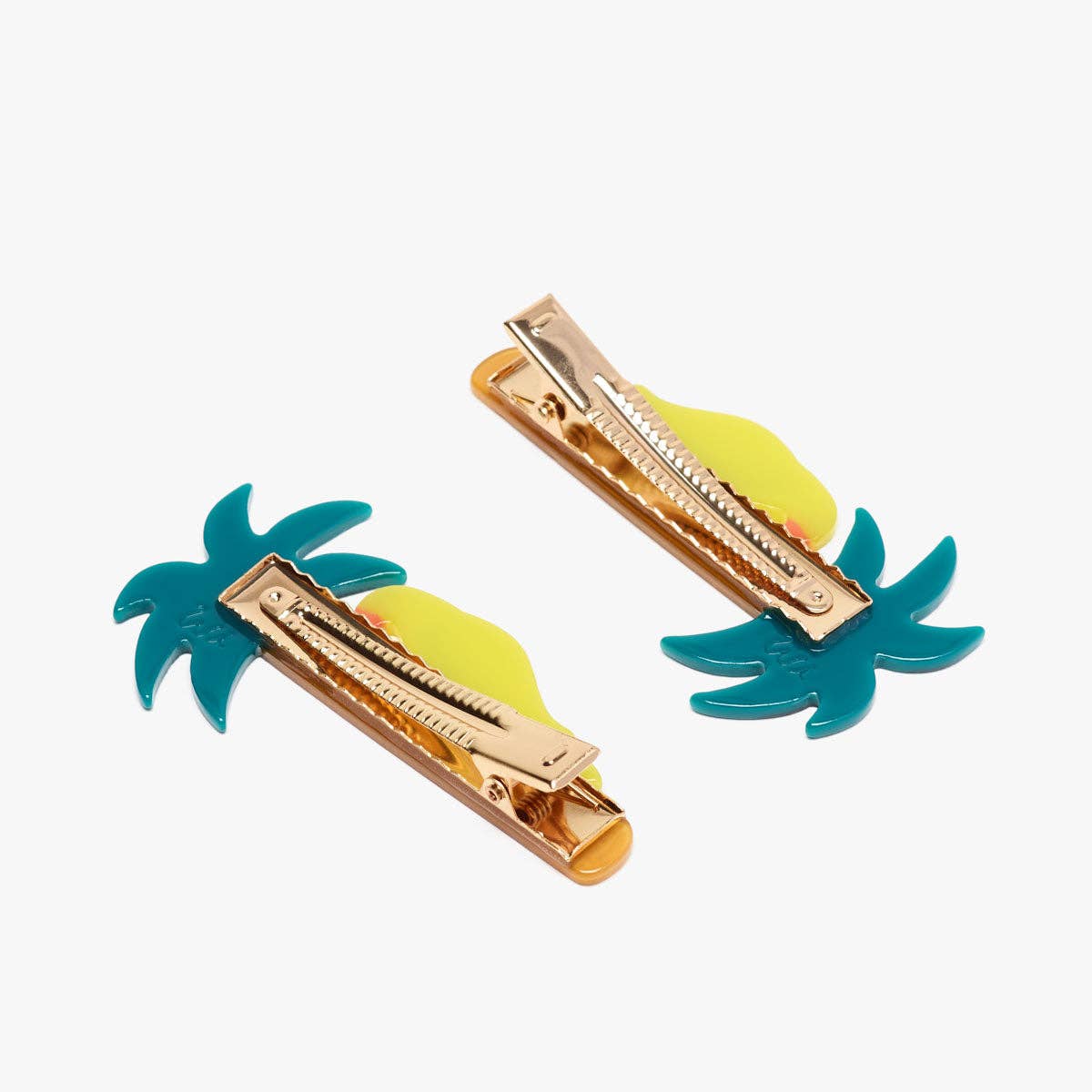 Green Parrot on Palm Tree Alligator Hair Clip SINGLE