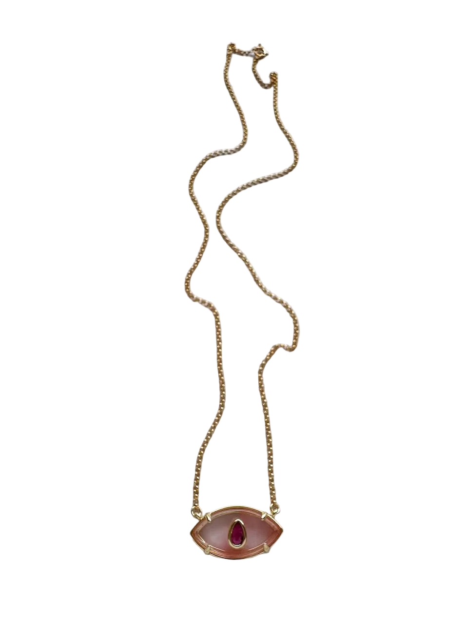Haven Gemstone Evil Eye Necklace: Rose Quartz