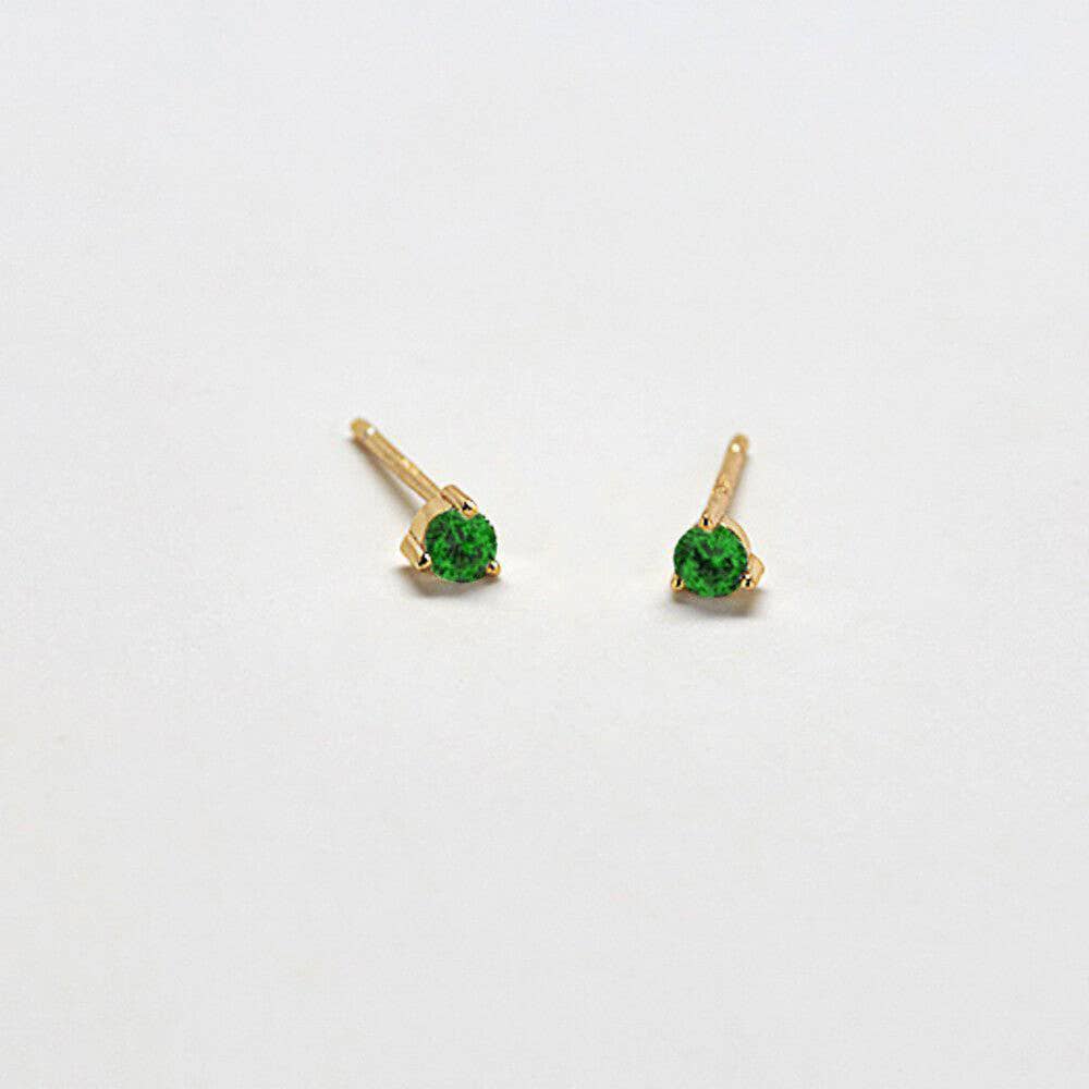 Green CZ Round Stud SINGLE