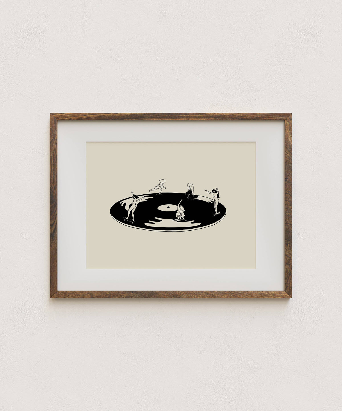 Skate Session on Vinyl Record Minimal Art Print: 8x10