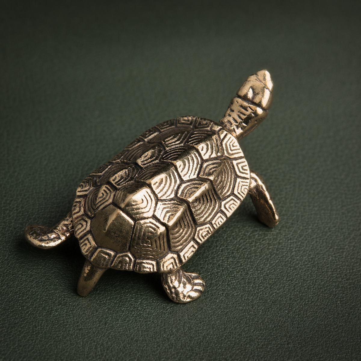 Antique Brass Longevity Turtle Figurine Desktop Ornament: A1