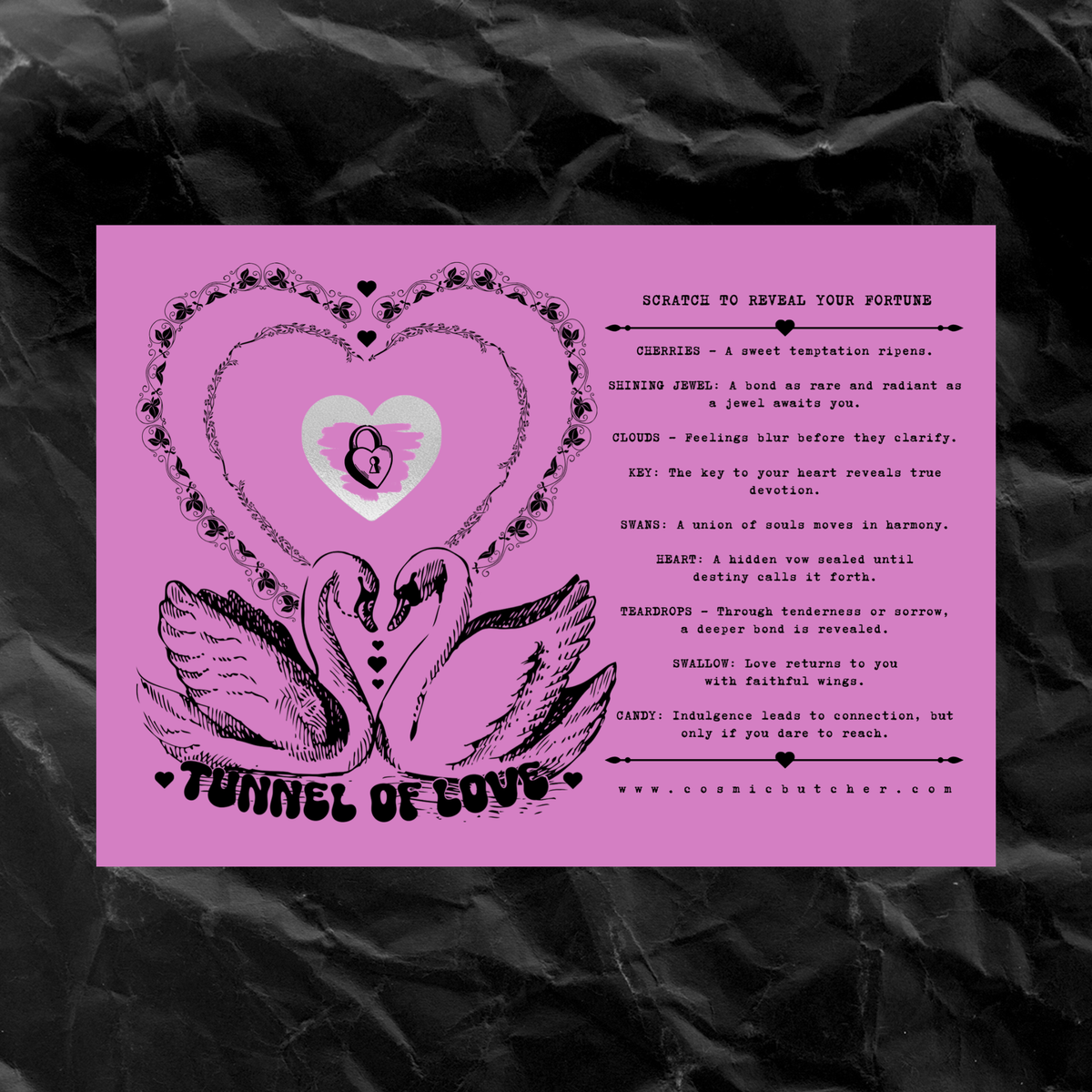 "TUNNEL OF LOVE" Valentine Gift Scratch Off Fortune Card: PUNCHY PASTELS