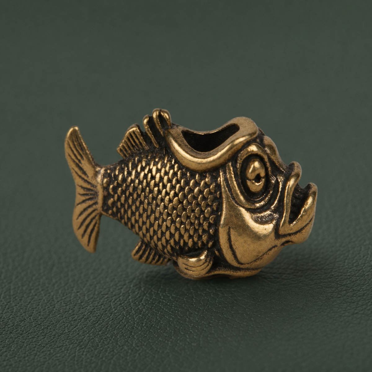 Antique Brass Piranha Fish Figurine Keychain Charm: A1