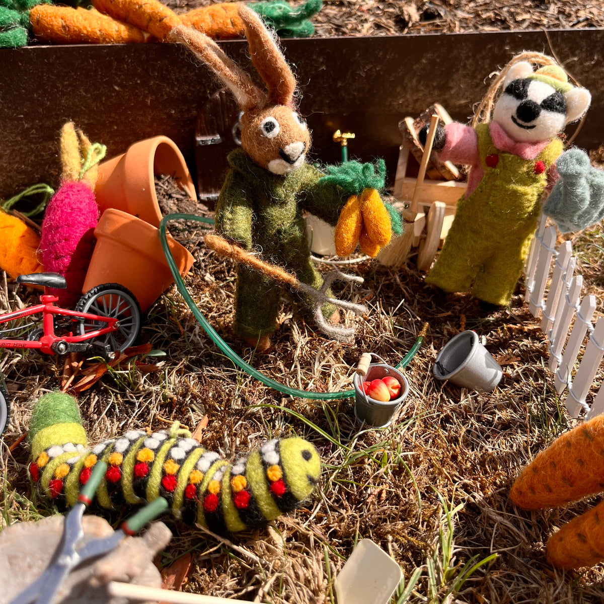 Handmade Felt Gus the Gardening Badger Ornament