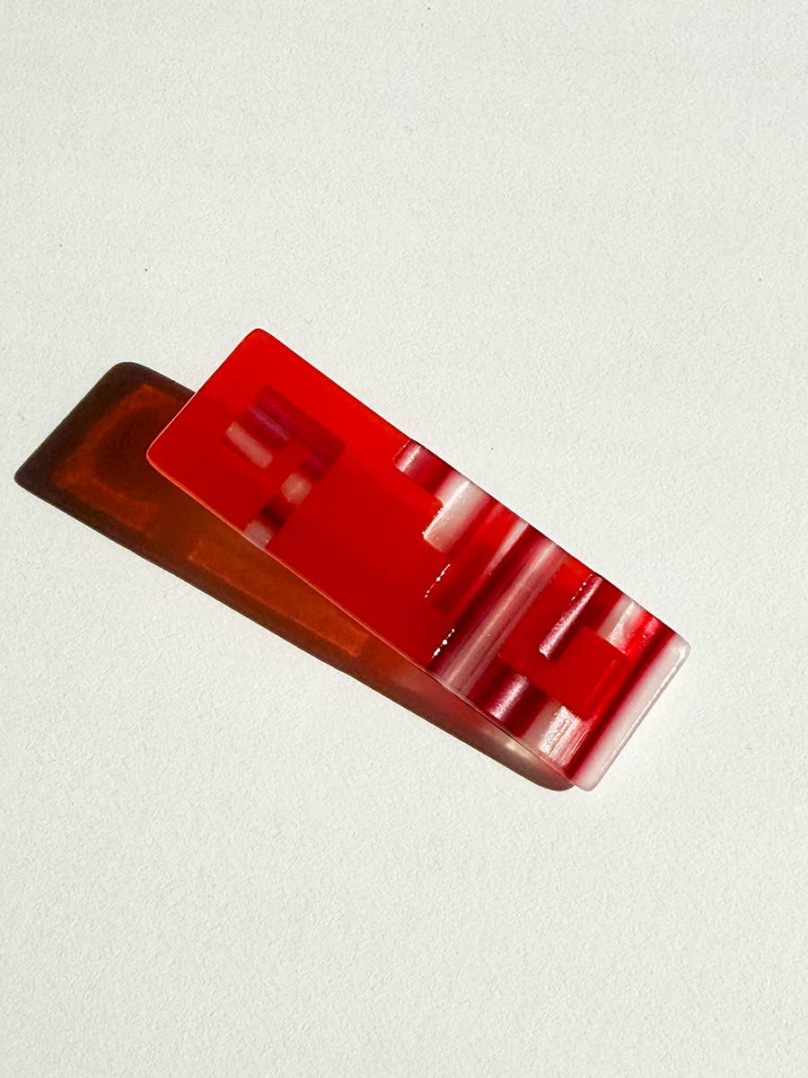 Greca hair-clips: Red/stripes