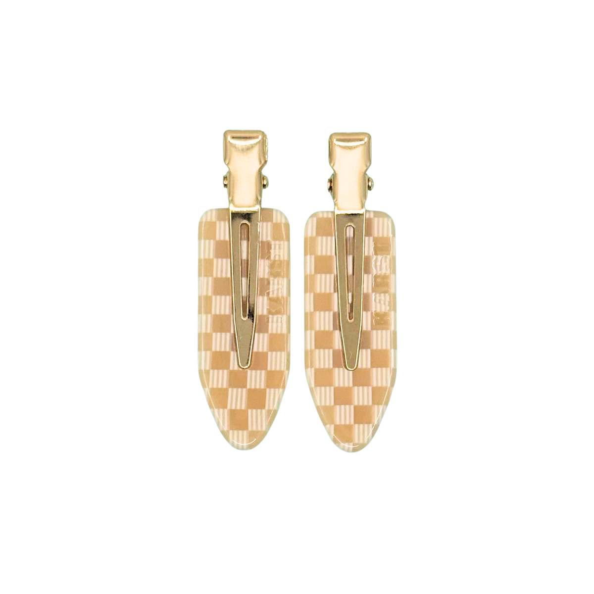 Creaseless Clips (Set of 2) — Peach Checker