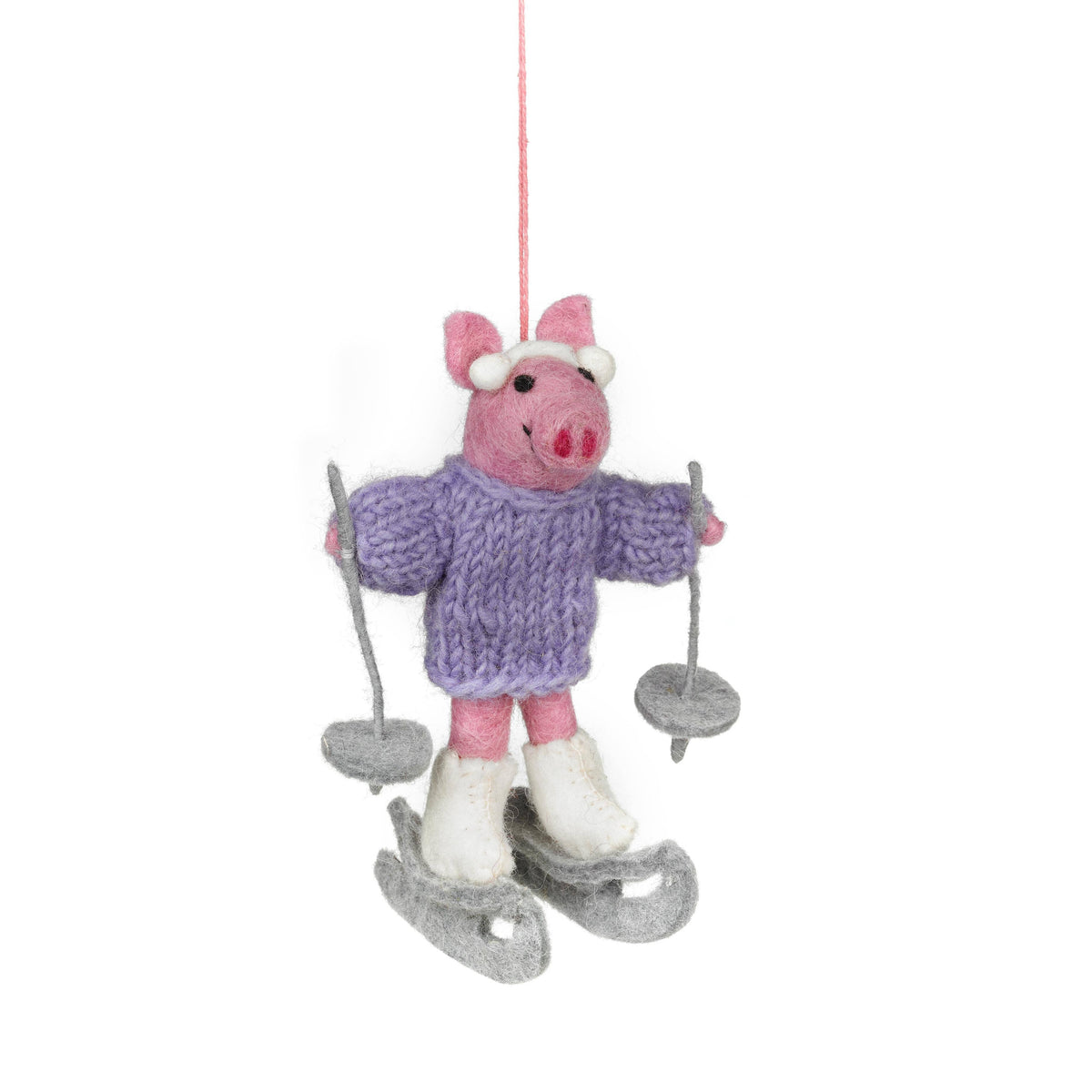 Felt Neive the Skiing Pig Ornament