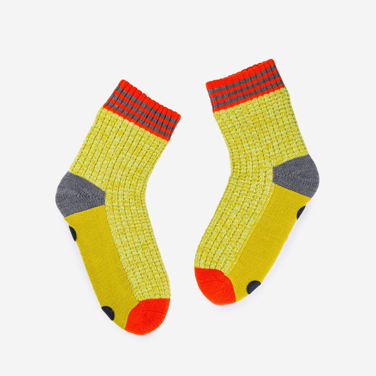 Varsity Knit House Socks: Golden Olive / L/XL - W 9.5-12.5<br>M 8-11