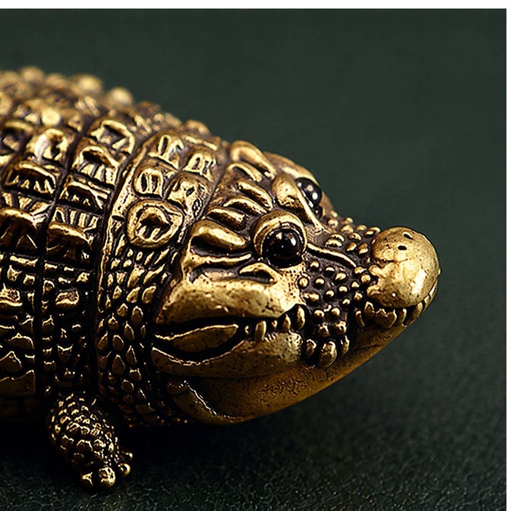 Handcrafted Hollow Brass Crocodile Miniature Figurine