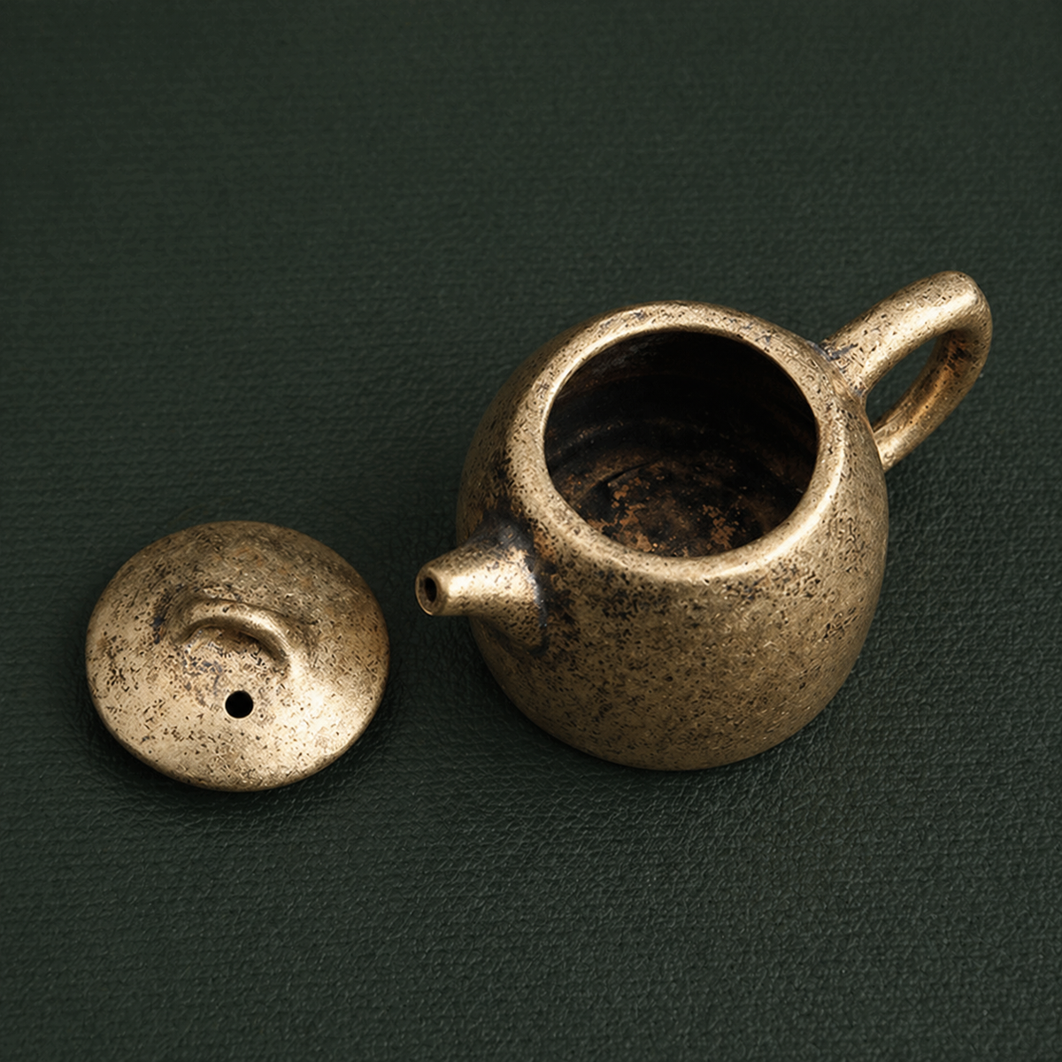 Antique Brass Miniature Tea Pet Teapot Sculpture: A1