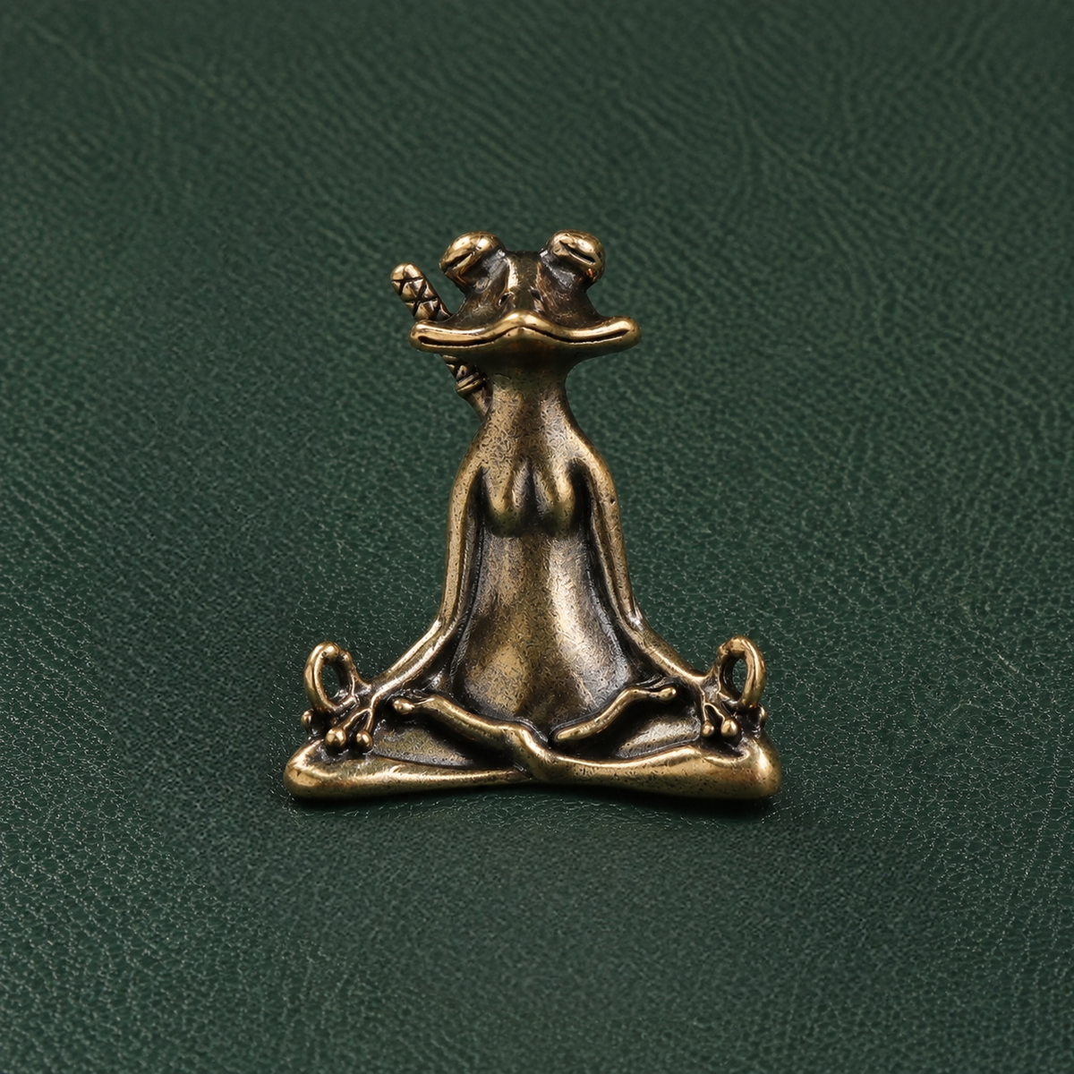 Solid Brass Zen Warrior Frog Incense Holder Ornament: A1
