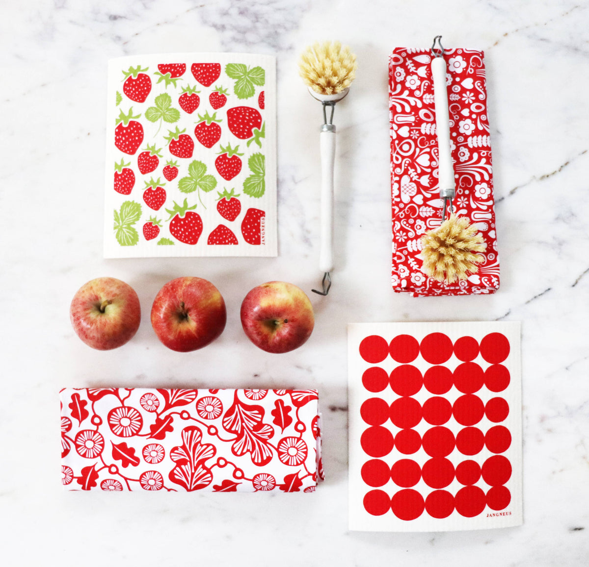 Swedish Dishcloth - Strawberries - Red: Red