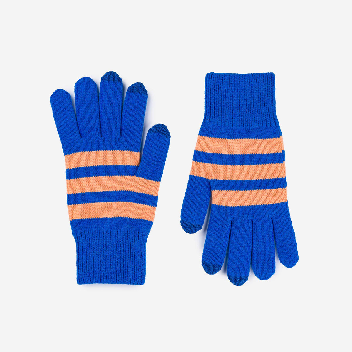 Stripe Touchscreen Gloves: Peach Cobalt