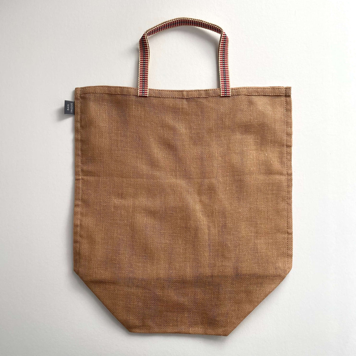 100% cotton gauze net eco produce bags with handle - large: Tan