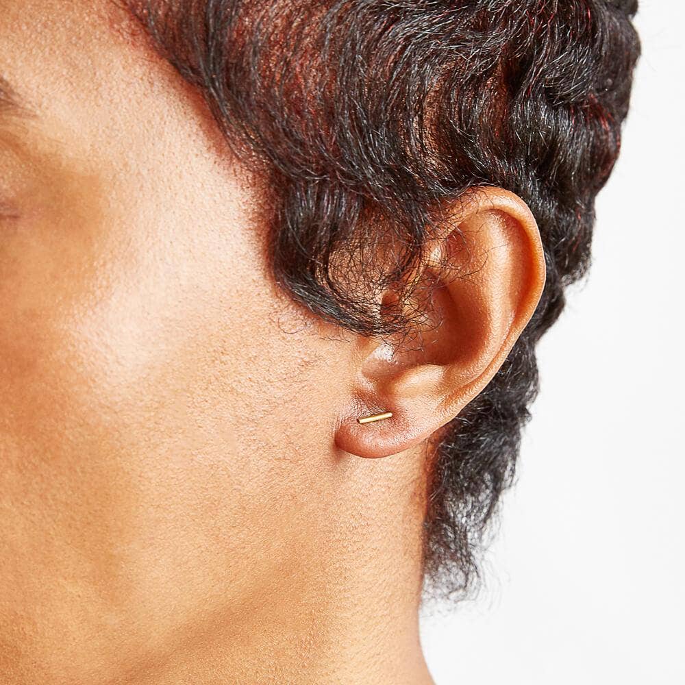 Gold Vermeil Mini Bar Stud Earrings - Jewelry