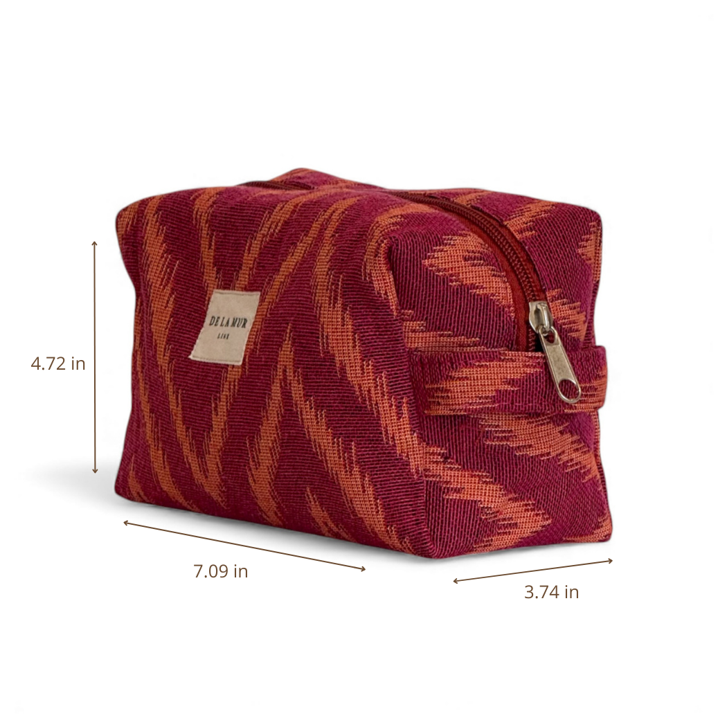 Zigzag Jacquard Squared Makeup Bag – Pink & Orange (Fuego)